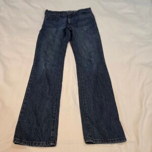 Oplace Straight Leg Jeans Mens Blue Dark Wash Good Paint 18S